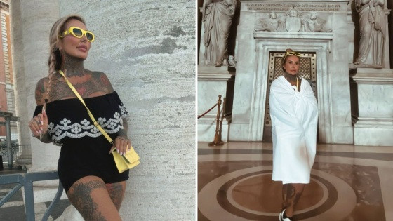 Sabrina Boing Boing é obrigada a usar lençol para cobrir o corpo ao entrar no Vaticano: “Nunca me senti tão humilhada”